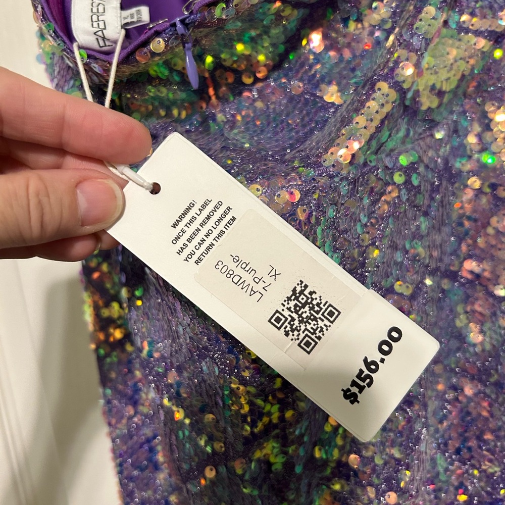 Lavender Sequin Mermaid-Style Prom Dress - Picture 7 of 8